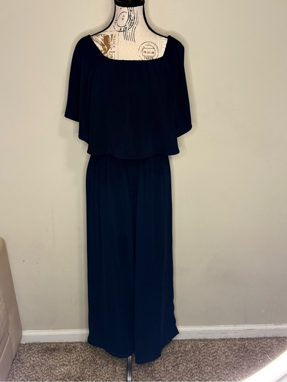 NWT - Sugarlips Navy Blue Off-Shoulder Jumpsuit Romper - Size Small - Picture 3 of 10
